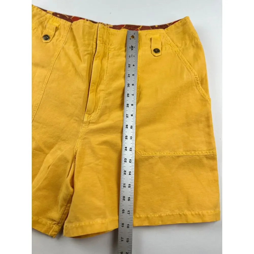 NWT Sundance Mareesha Linen Shorts Sz 16 Sunflower Linen blend‎ Rollup Yellow